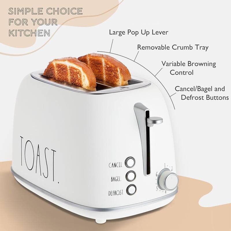 Rae Dunn Retro Rounded Bread Toaster, 2 Slice Stainless Steel