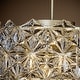 preview thumbnail 4 of 7, 4-Light Glam Silver Leaf Drum Chandelier with Hexagonal Glass Accents - W:16.4"