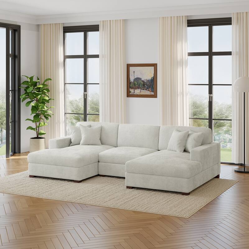 Modern Upholstered Chenille Modular Sectional Sofa with 2 Chaise