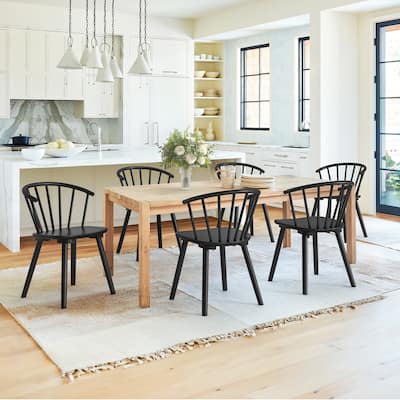 Set of 2/4/6 Wooden Dining Chairs with Spindle Backrest for Kitchen Island