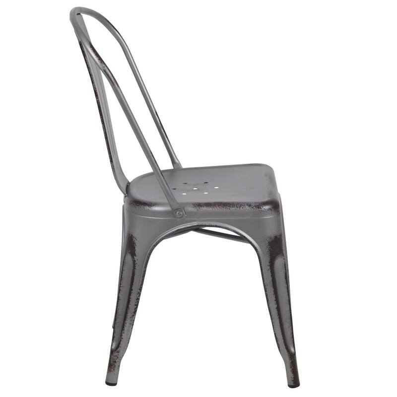 Distressed Metal Indoor/ Outdoor Stackable Chair