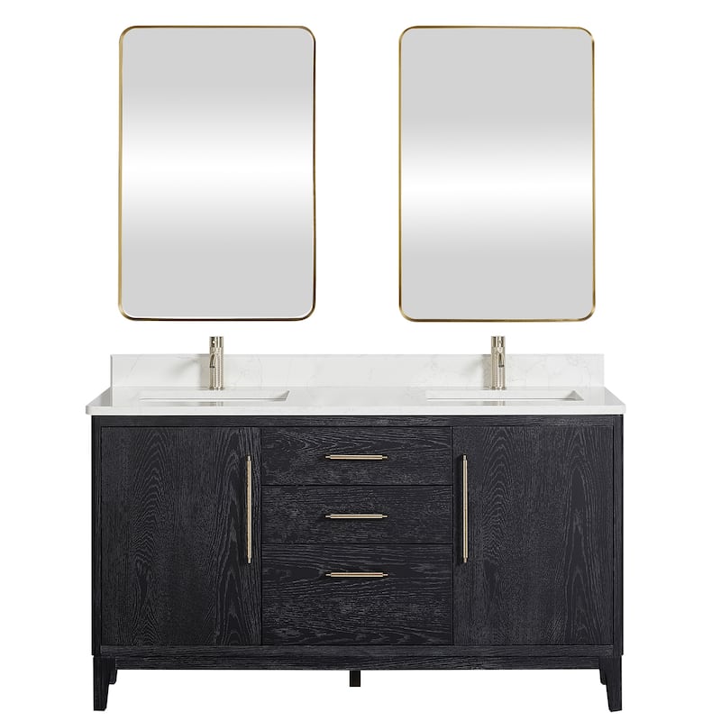 Gara Double Bath Vanity with Composite Stone Top and Mirror