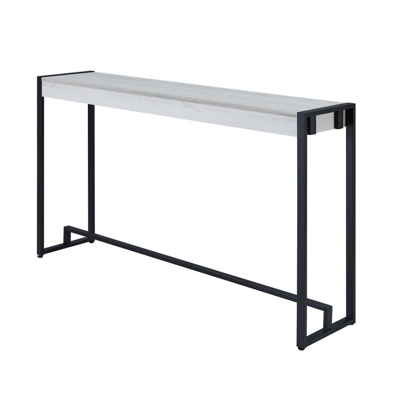 Wood Rectangular Distressed Sled Console Table with Metal Sled Base - 54” L x 11.5” W x 29.75” H