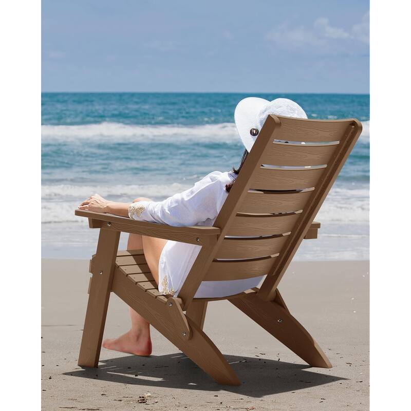 WINSOON HIPS Folding Adirondack Chairs with Arc Back & Cup Holder