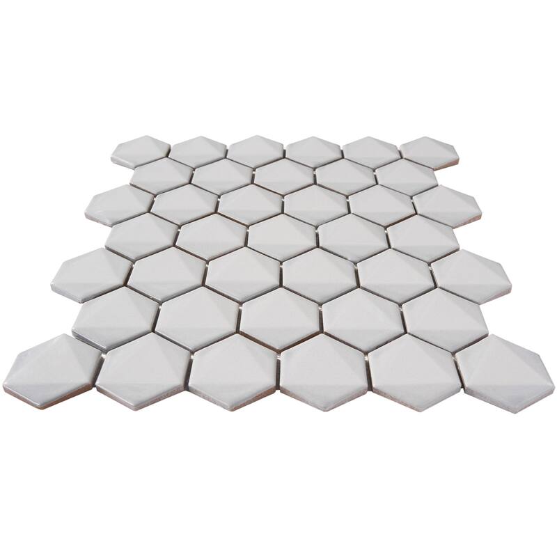 3D Hexagon 2" x 2" Glossy Porcelain Mosaic Tile