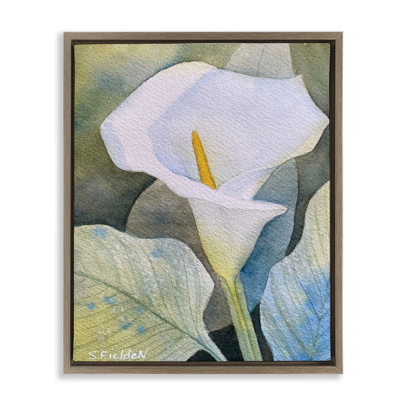 Stupell Garden Calla Lily Bloom Framed Floater Canvas Wall Art Design By Stephanie Fielden - 25 x 31 - Brown