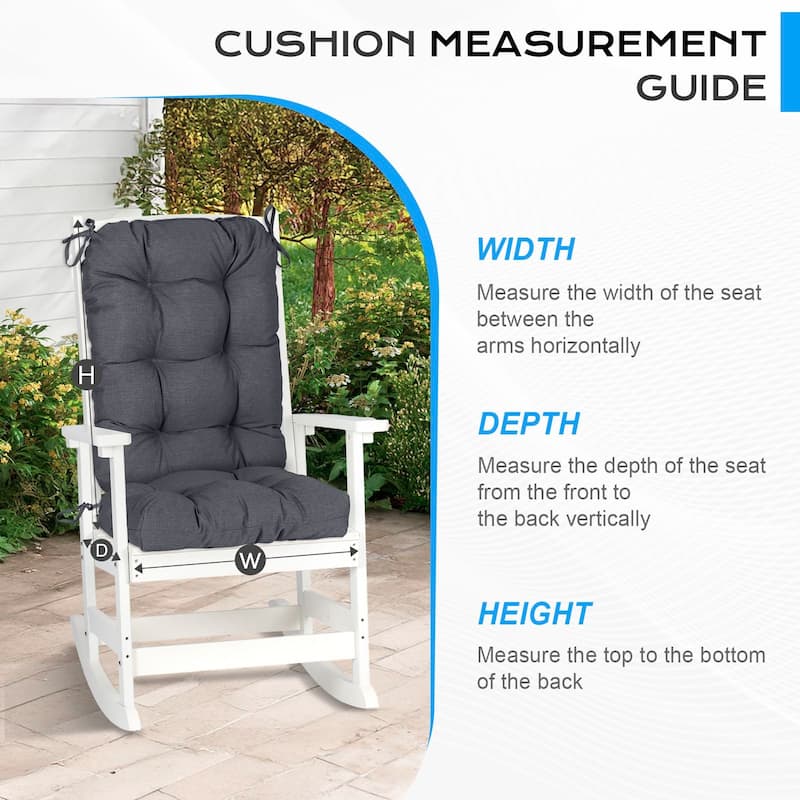 Aoodor Outdoor 42"x 20" x5" Tufted Back Cushions Patio Replacement Chair Cushion, Set of 2
