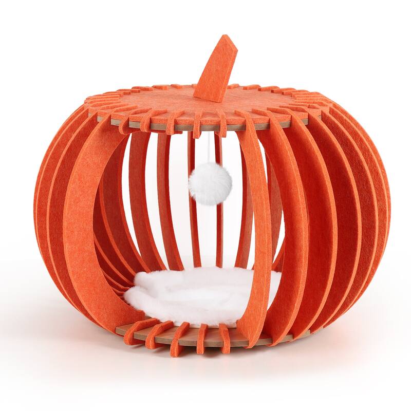 Cat Bed for Indoor Cats, Felt Cat Cave, Pumpkin House