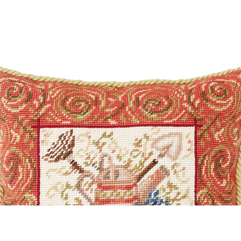 14" x 14" Garden Tools Number 2 Needlepoint Pillow