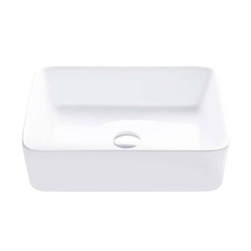 STYLISH Porcelain Rectangular 18 3/4-inches Top Mounted Ceramic Vessel Bathroom Sink - 18.75" x 14.5" x 5.25"