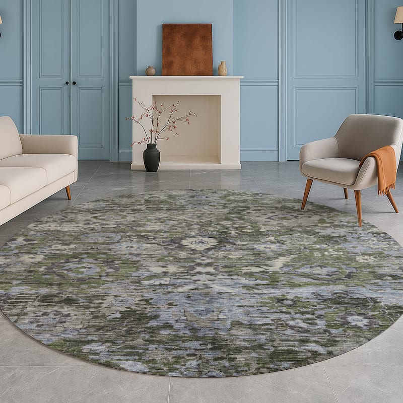 Machine Washable Indoor/ Outdoor Vintage Traditional Chantille Rug