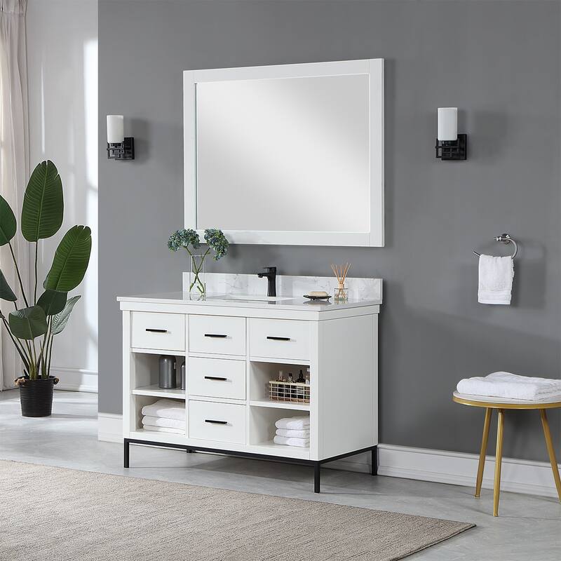Altair Kesia Bathroom Vanity with Composite Stone Countertop with Mirror