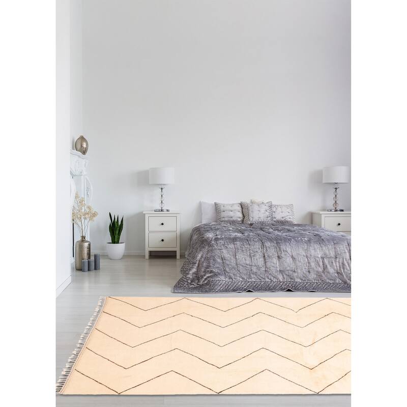 ECARPETGALLERY Hand-knotted Pak Finest Marrakesh Cream Wool Rug - 6'10 x 9'8