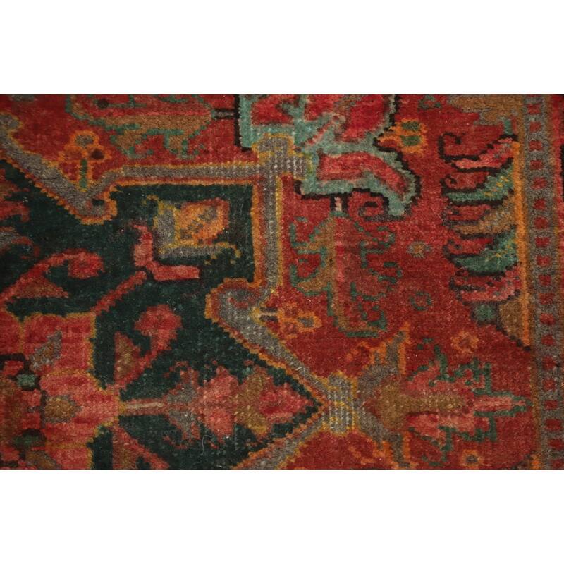Hand Knotted Oriental 100% Wool Carpet Traditional Floral Red Heriz Area Rug - 4' 7'' X 3' 2''