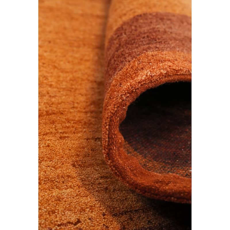 Hand Knotted Oriental 100% Wool Carpet Modern Stripe Oranges & Rust Gabbeh Area Rug - 6' 0'' X 4' 0''