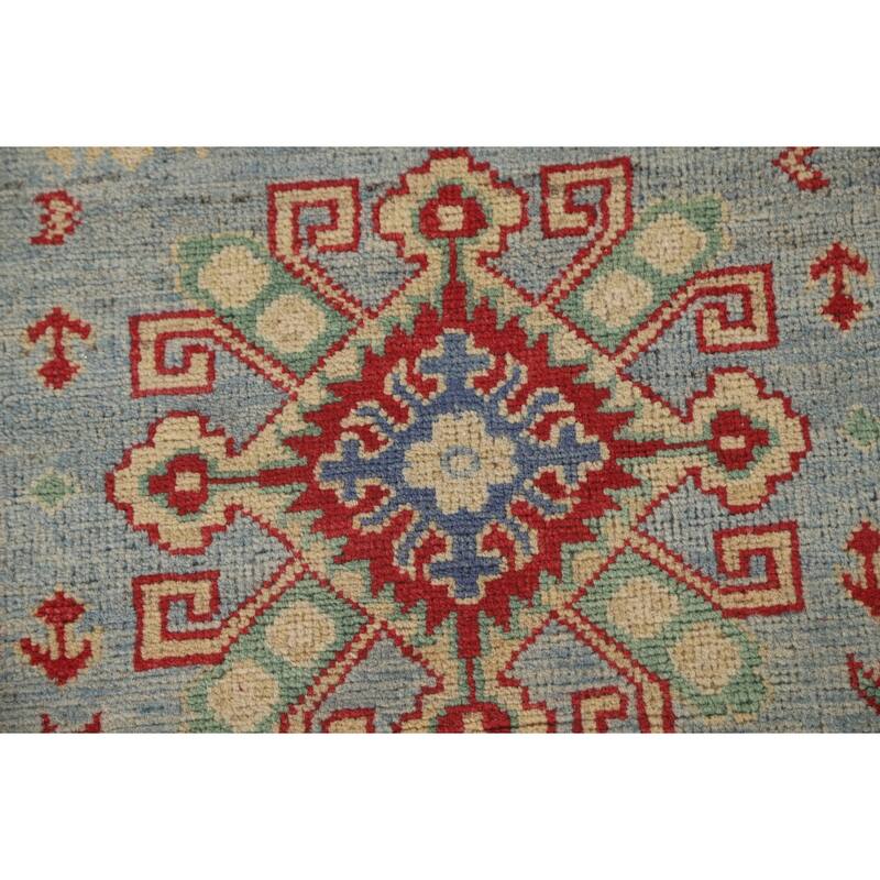 Blue Kazak Runner Rug Handmade Oriental Wool Carpet - 2'8" x 15'8"