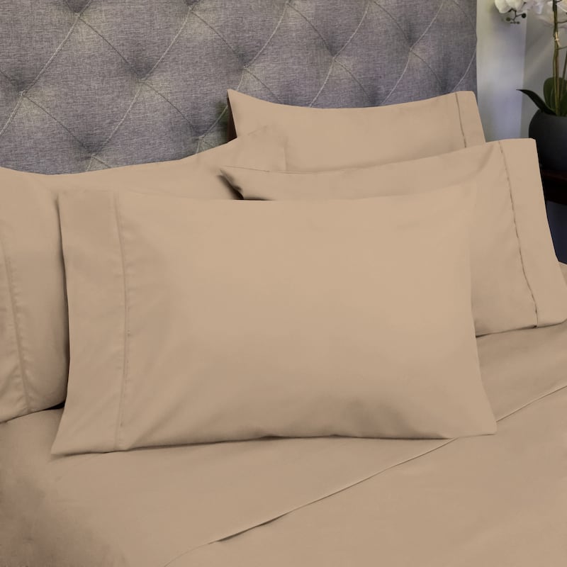 Sweet Home Collection Split King 7 Piece Sheet Set, Deluxe Ultra Soft 1500 Series, Double Brushed Microfiber. - Taupe