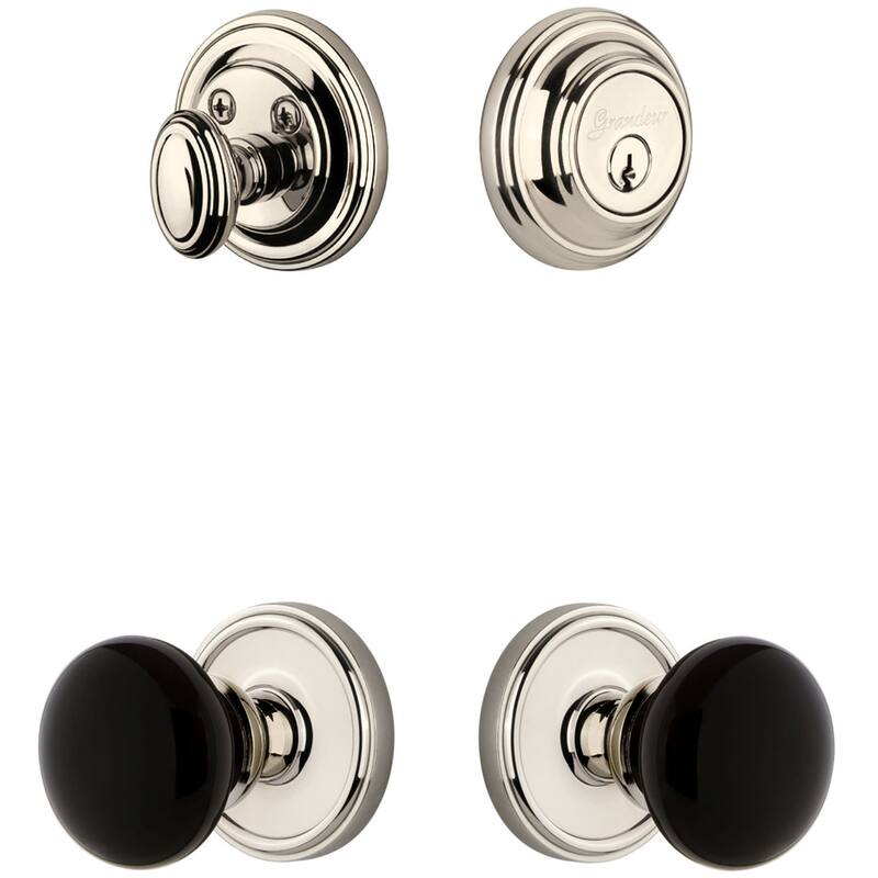 Grandeur Georgetown Solid Brass Rose Single Cylinder Keyed Entry - Polished Nickel