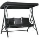 preview thumbnail 2 of 16, Outsunny 3-Seat Patio Swing Chair, Outdoor Canopy Swing Glider with Cushion with 3 Throw Pillows & Adjustable Shade for Porch
