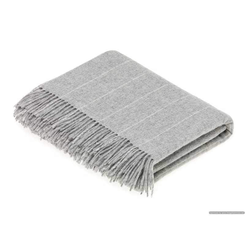 Merino Lambswool Pinstripe Gray Throw Blanket - Saffron