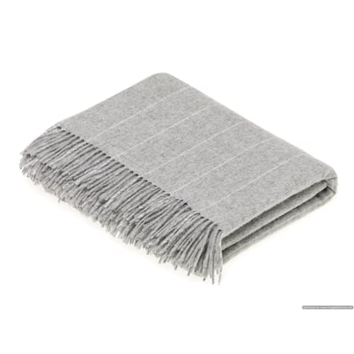 Merino Lambswool Pinstripe Gray Throw Blanket