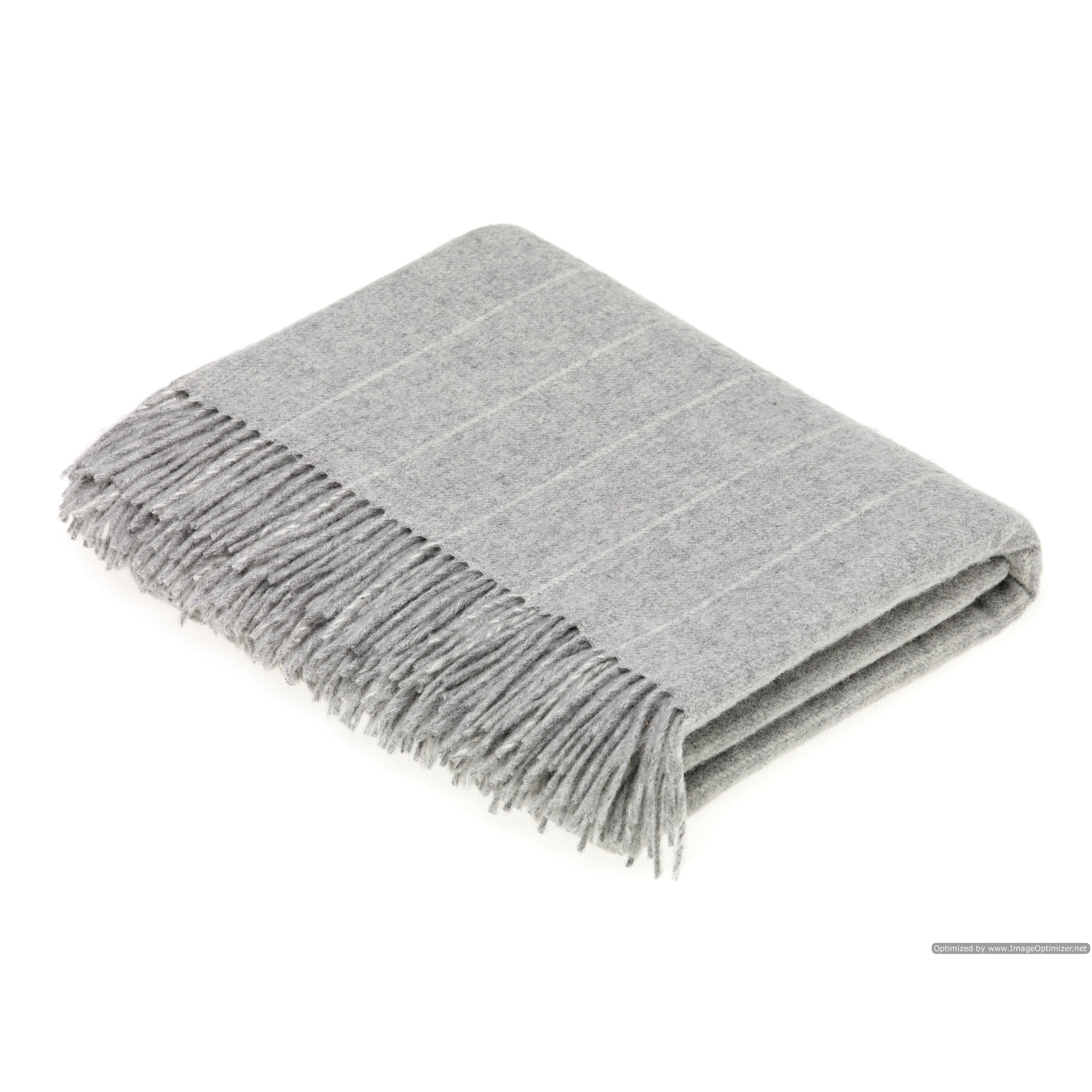 Merino Lambswool Pinstripe Gray Throw Blanket
