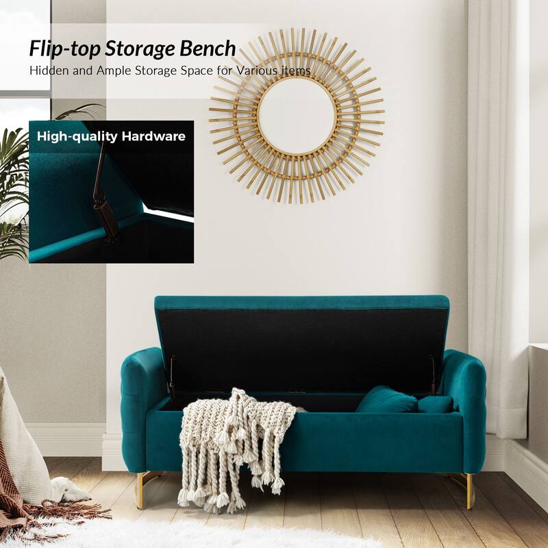 Robert Modern Upholstered Flip Top Storage Bench by HULALA HOME