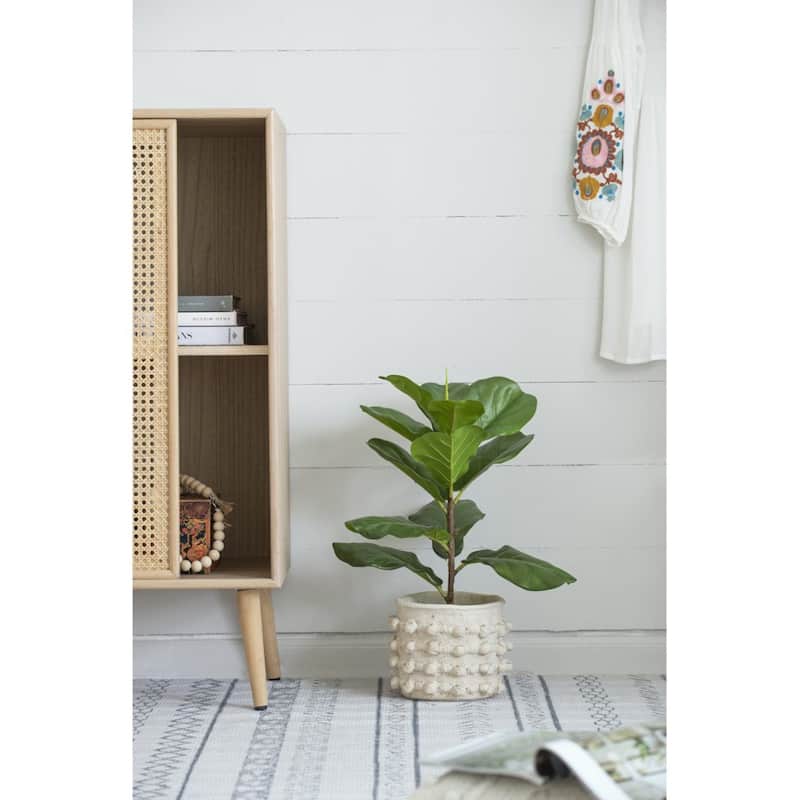 Potted Tall Artificial Fiddle Leaf Fig Tree - 21.75"