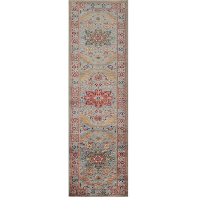 Hand Knotted Oriental 100% Wool Carpet Traditional All-Over Greys & Charcoal Ziegler Runner Rug - 11' 5'' X 2' 6''