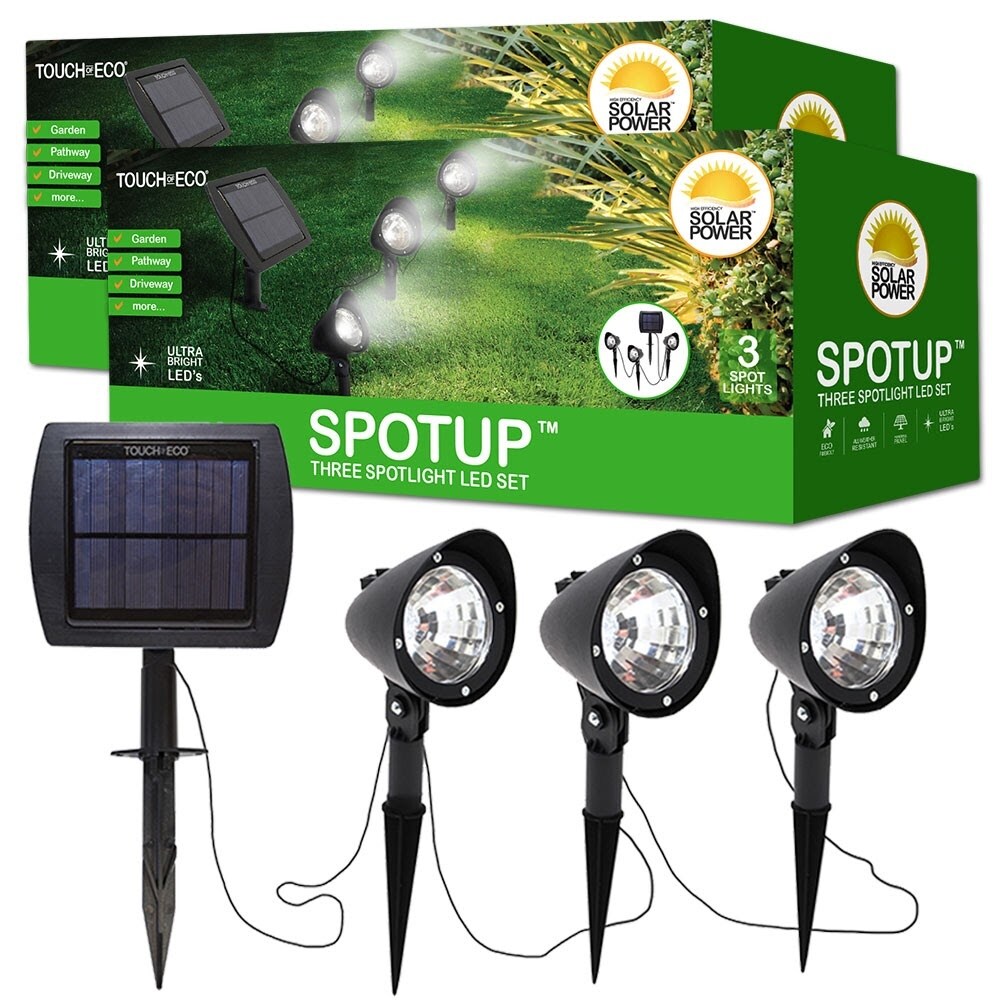 Solar Powered 3 Spotlight LED Set - Produces Ultra Bright Light