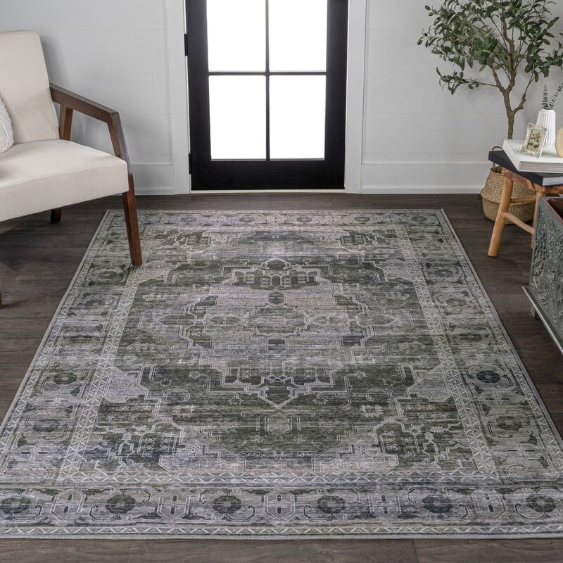 JONATHAN Y Dalyan Ornate Medallion Machine Washable Area Rug