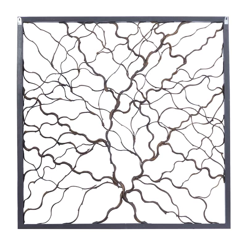 Wood Tree Branch Home Wall Decor with Black Frame - Brown - Roche River Decor