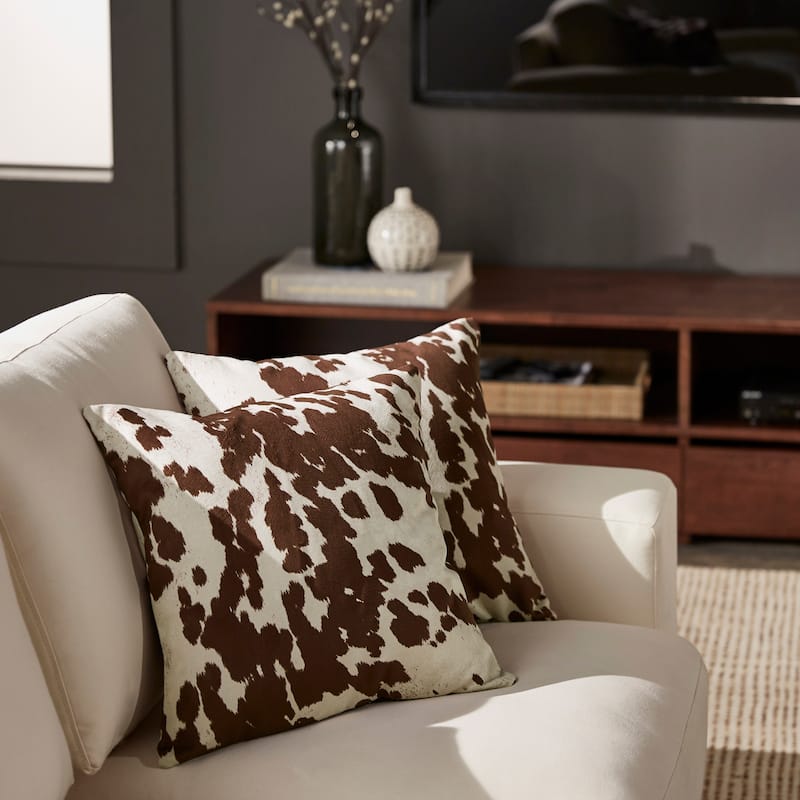 Decor Cow Hide Print 18 Inch Throw Pillow by iNSPIRE Q Bold (set of 2)