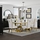 preview thumbnail 86 of 193, 65 inch Faux Marble Dining Table Set with Boucle Dining Chairs