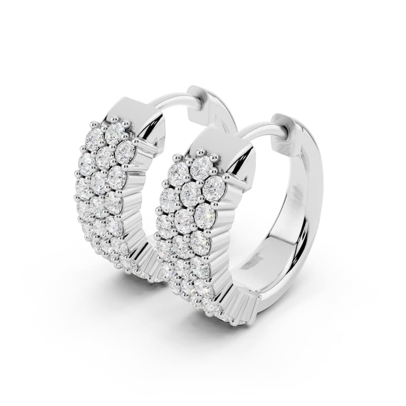 Vault Classics 1.00ct TW Natural Diamond 3-Row Hoop Earrings (I VS2)