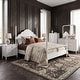 preview thumbnail 4 of 25, Roundhill Furniture Avellune 4-Piece Bedroom Set: Poster Bed with Dresser, Mirror, Chest, and 2 Nightstands, White Finish