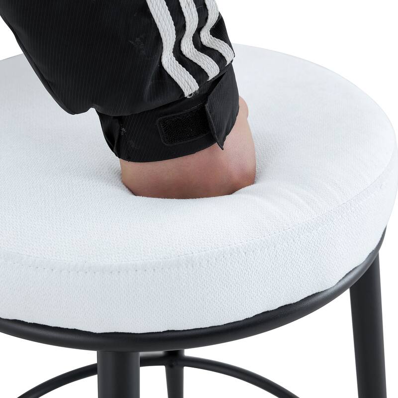 Anmytek 2-Piece Ergonomic High-Legged Bar Stools Upholstered White Fabric Cushions