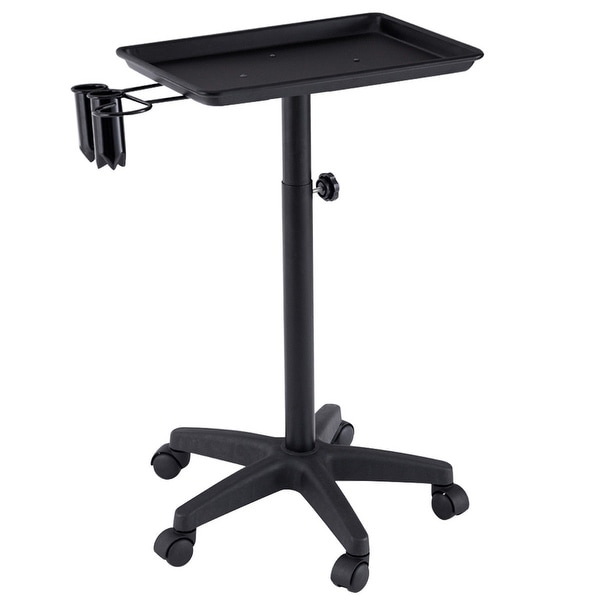 Gymax Black Equipment Salon Spa Service Tray Beauty Trolley Cart with Appliance Holder