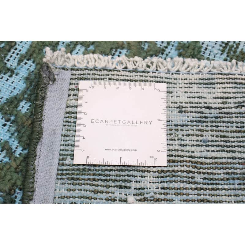 ECARPETGALLERY Hand-knotted Color Transition Green, Teal Wool Rug - 2'4 x 10'4