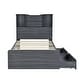 preview thumbnail 9 of 10, Twin Size Platform Bed Frame with LED Light, Open Storage Shelves & Drawers, Grey