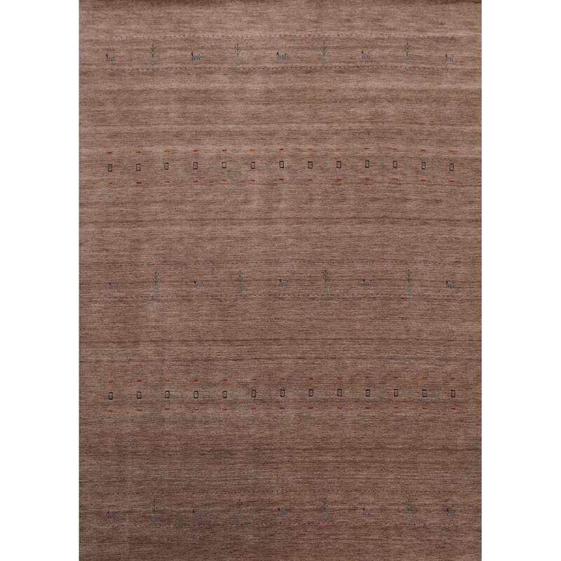 Hand Knotted Oriental 100% Wool Carpet Tribal Animal Pictorial Brown Gabbeh Area Rug - 9' 11'' X 8' 0''