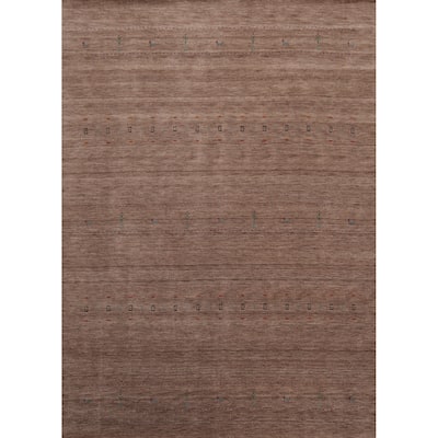 Hand Knotted Oriental 100% Wool Carpet Tribal Animal Pictorial Brown Gabbeh Area Rug - 9' 11'' X 8' 0''