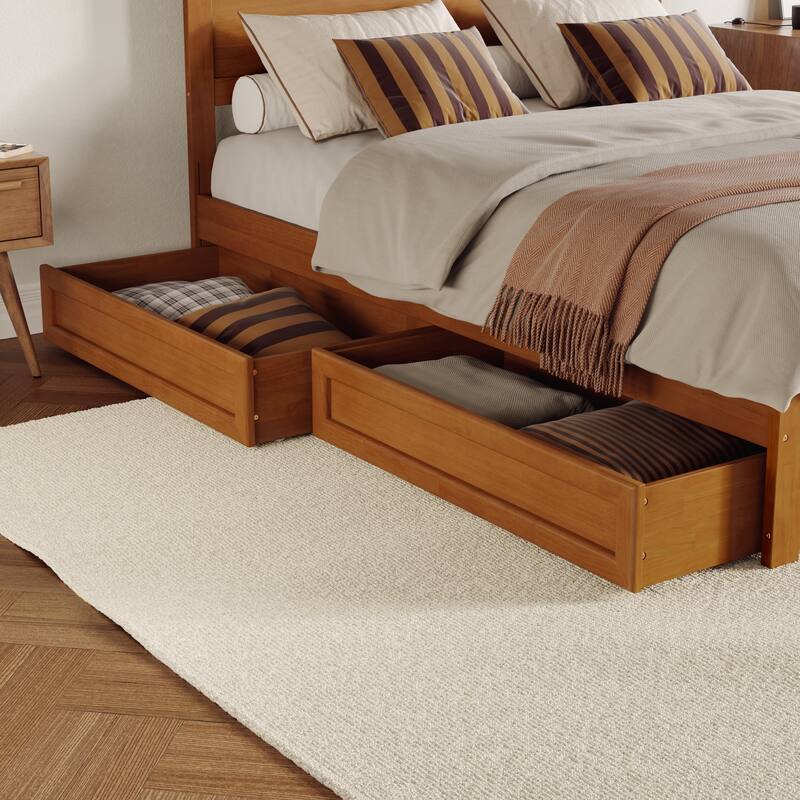 Aveline Wood Platform Bed with Matching Footboard & Storage Drawers