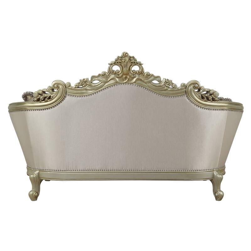 Corvallis Cream and Golden Ivory Button-Tufted Loveseat