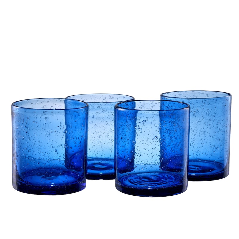 Artland Set of 4 Iris Double Old Fashioned Glass 14 oz - 14 oz - Cobalt Blue