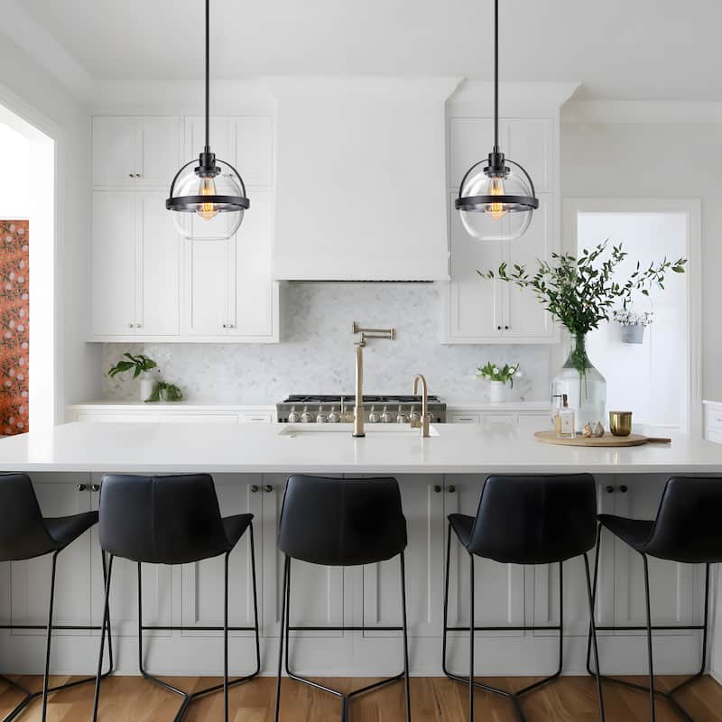 Starsky 1-Light 9in. Modern Globe Chandelier Single Glass Pendant Light(Set of 2)