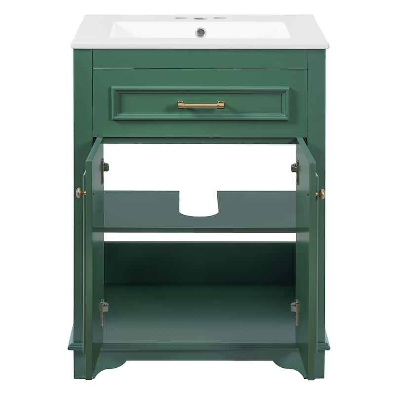 24" Freestanding Bathroom Vanity with White Integrated Ceramic Sink - 24'' x 18.5'' x 33''
