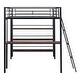 preview thumbnail 8 of 7, Full Size Metal Loft Bed Frame with 3 Layers of Shelves, Desk, Whiteboard, Ladder and Guardrails, Large Space Underneath - Black