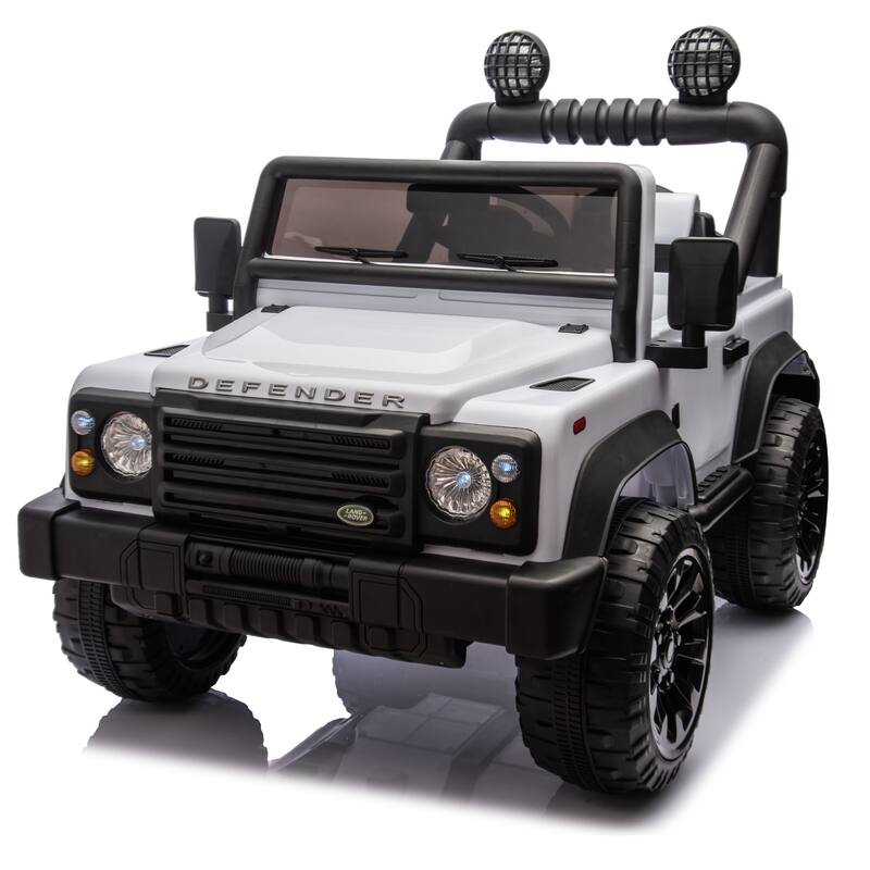 24V Land Rover Defender Kids Ride-On Car, Remote Control, Dual 55W Motors, Bluetooth, LED Lights, Ages 3-7 - White