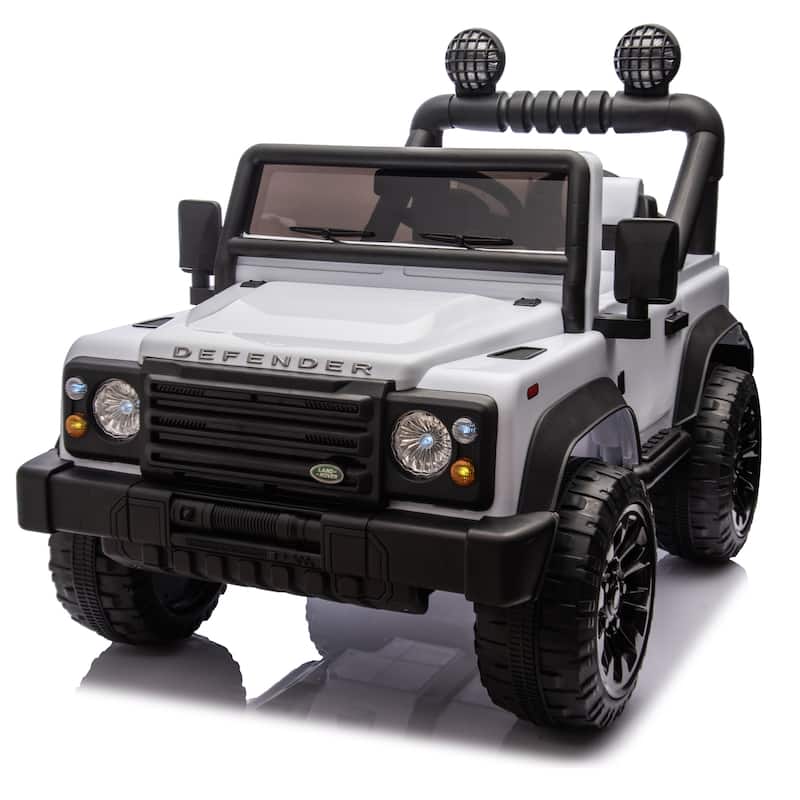 White Kids Ride-On Car with Remote Control, Off-Road Toy Car Battery Powered Electric Vehicle with LED Lights